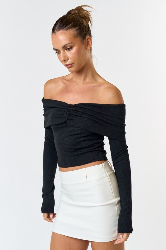 Elegant Off Shoulder Long Sleeve Top