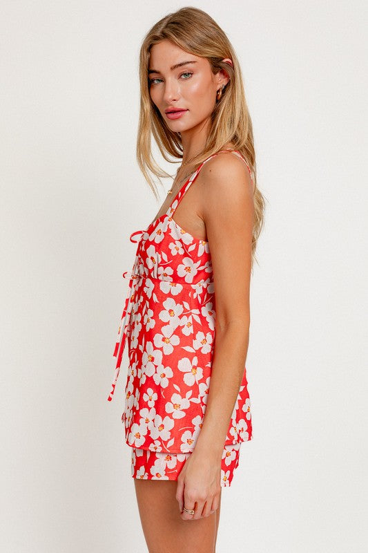 Kailani Floral Front Tie Flare Top - Final Sale