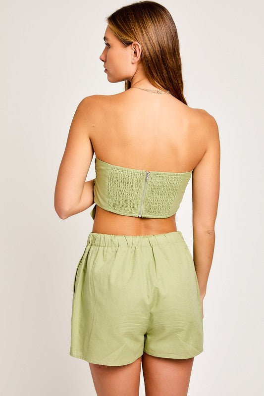 This Aesthetic Linen Bow Tube Top - Final Sale