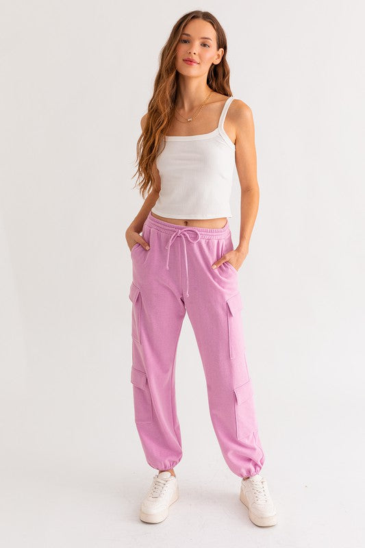 Pink Bliss Cargo Pocketed Jogger Pants