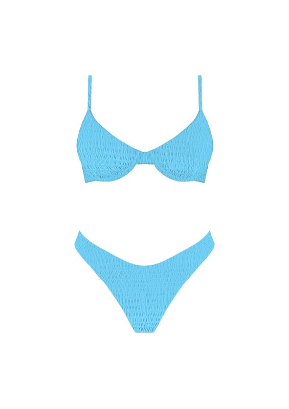 Aqua Destiny Smocked Bikini