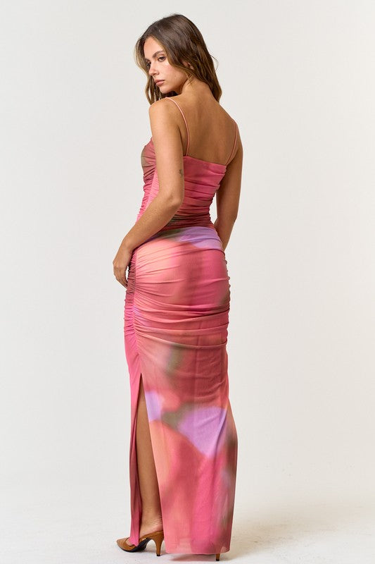 Cordelia Tie Dye Ruched Maxi Dress