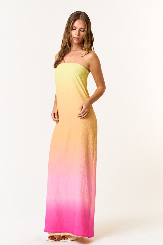 Sherbert Dip Dye Tube Maxi Dress