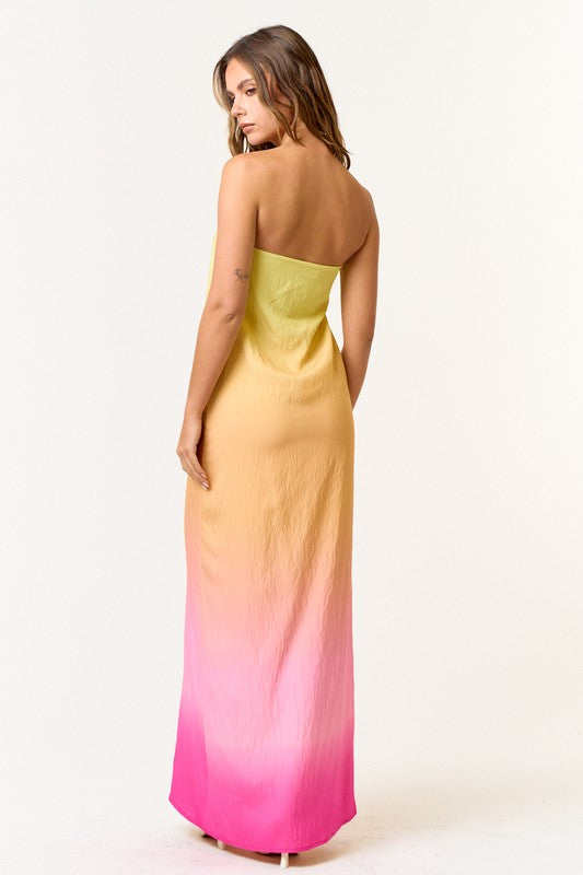 Sherbert Dip Dye Tube Maxi Dress