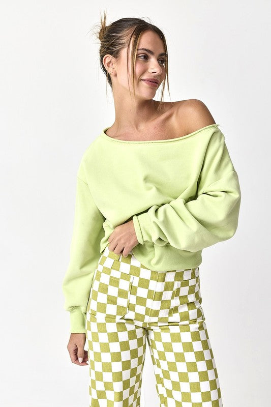 Alina Off The Shoulder Cropped Pullover