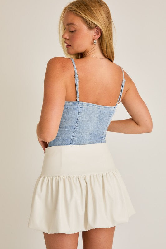 Having a Denim Good Time Bustier Bodysuit