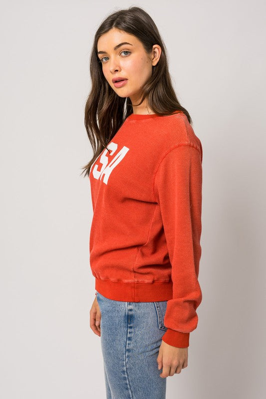 USA Round Neck Thermal Sweatshirt