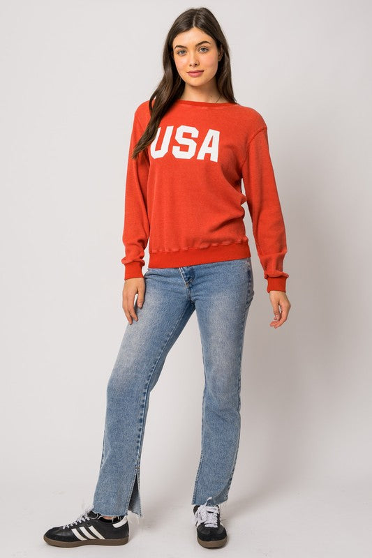 USA Round Neck Thermal Sweatshirt