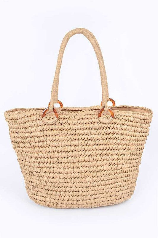 Sandy Shores Straw Summer Tote Bag