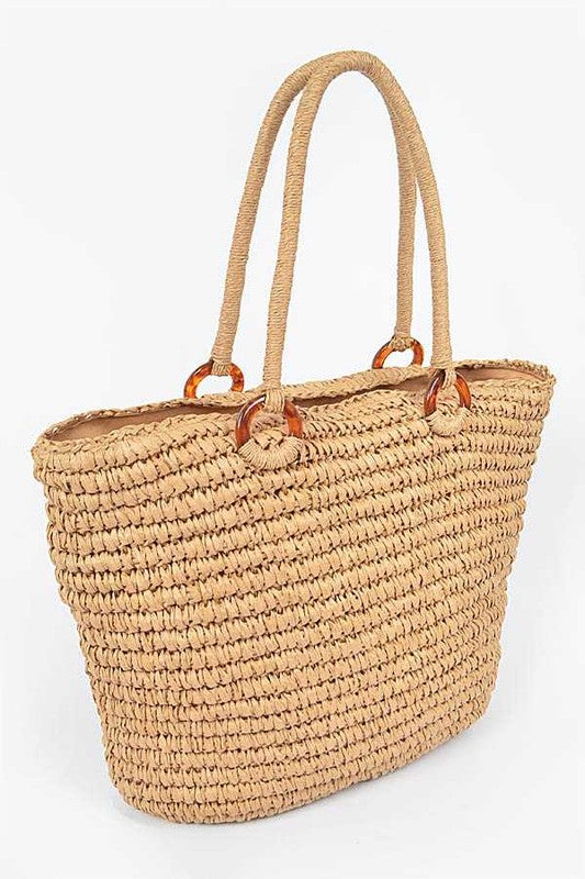 Sandy Shores Straw Summer Tote Bag