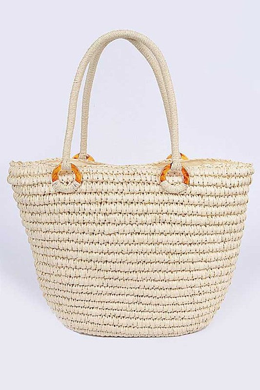 Sandy Shores Straw Summer Tote Bag