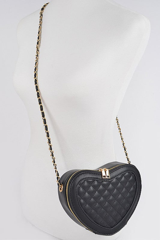 Quilted Heart Swing Crossbody Bag