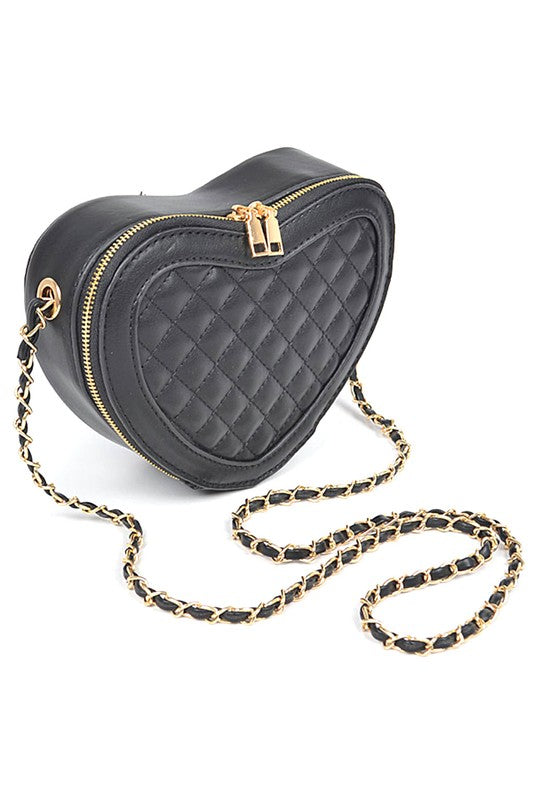 Quilted Heart Swing Crossbody Bag