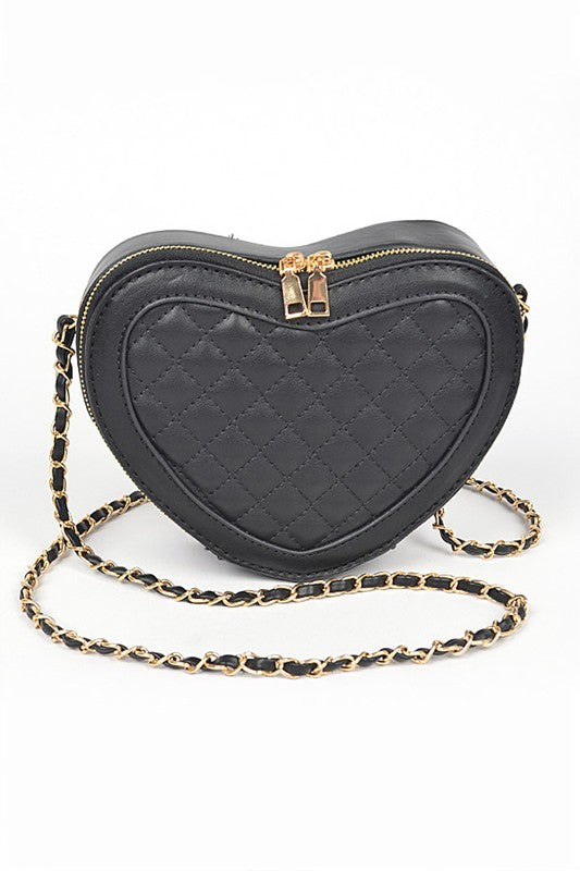 Quilted Heart Swing Crossbody Bag