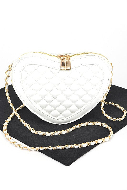 Quilted Heart Swing Crossbody Bag