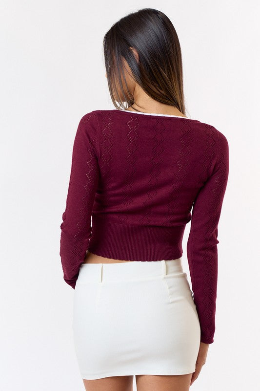 Front & Center Long Sleeve Bow Top