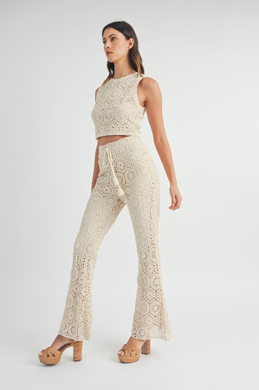 Cape May Crochet Lace Bell Bottom Pants