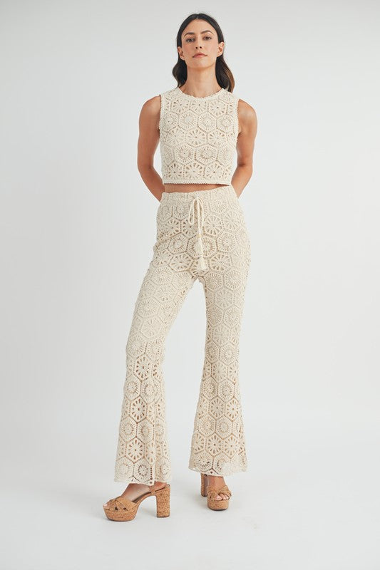 Cape May Crochet Lace Bell Bottom Pants