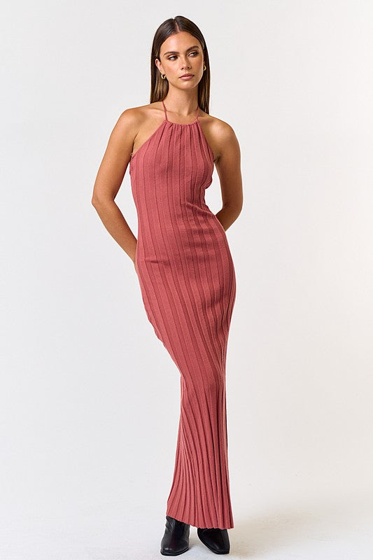 Young Heart Sweater Halter Maxi Dress