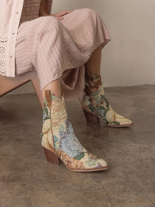 Garden Stroll Brocade Western Bootie