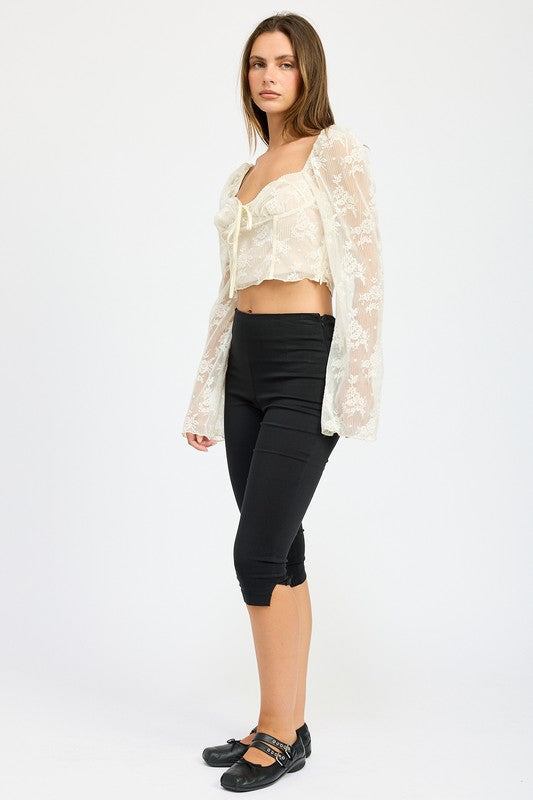 Anara Lace Bell Sleeve Corset Top