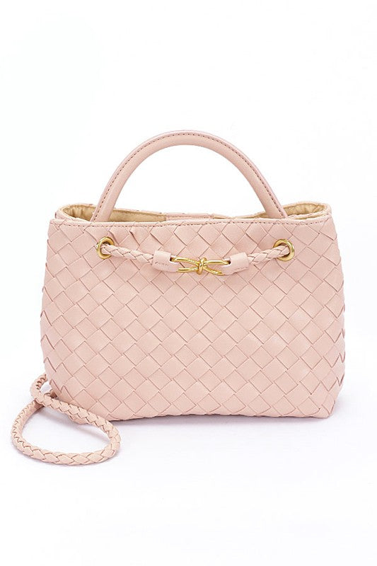 Woven Vegan Leather Convertible Shoulder Bag