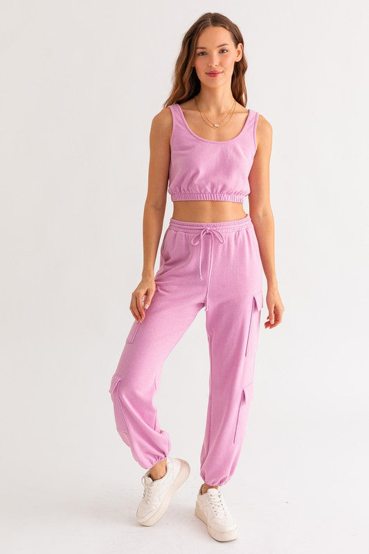 Pink Bliss Cargo Pocketed Jogger Pants