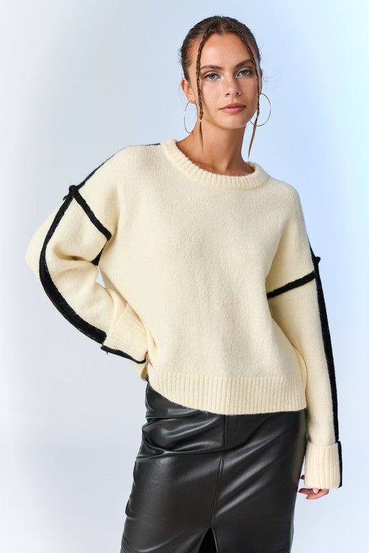 Zoe Contrast Piping Sweater