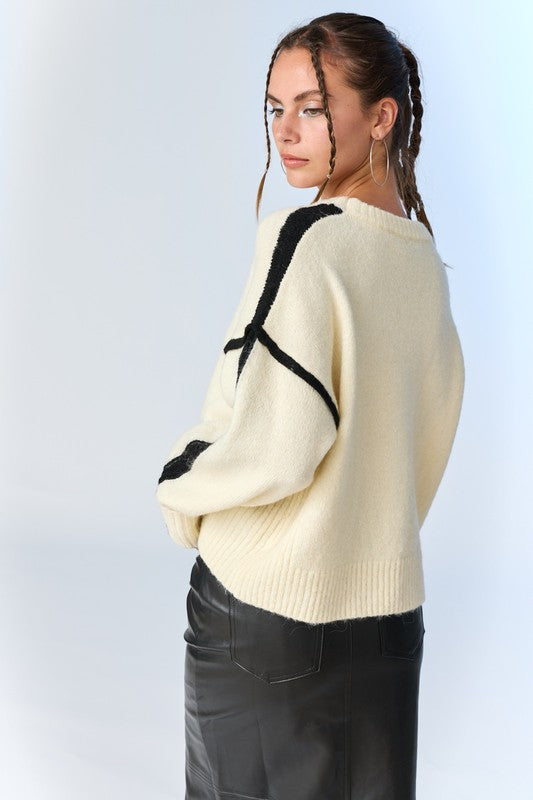 Zoe Contrast Piping Sweater