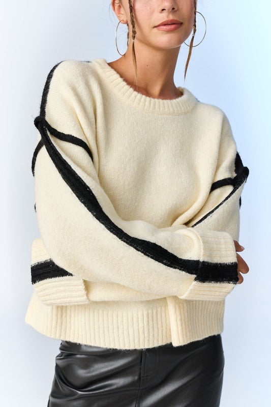 Zoe Contrast Piping Sweater