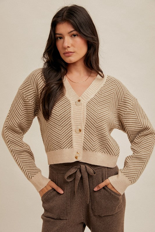 Chevron Button-Down Cardigan - Final Sale