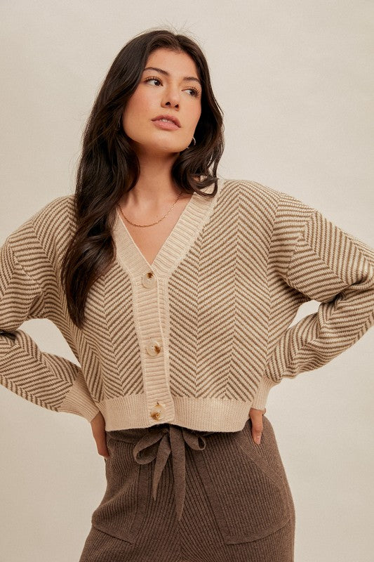 Chevron Button-Down Cardigan - Final Sale