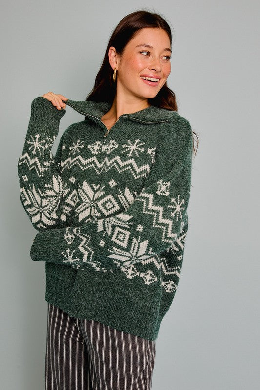 Fair Isle Jacquard Oversized Sweater