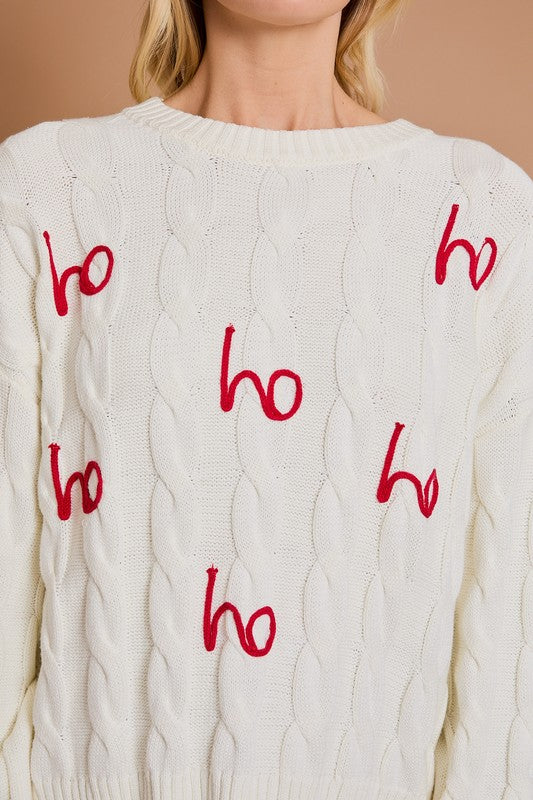 'Ho Ho Ho' Round Neck Pullover Christmas Sweater - Final Sale