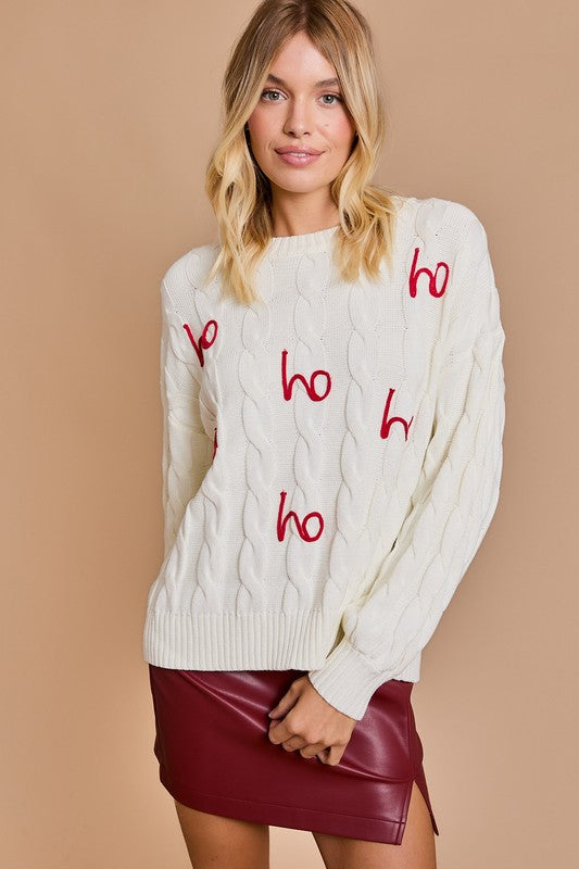 'Ho Ho Ho' Round Neck Pullover Christmas Sweater - Final Sale