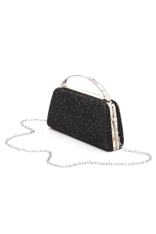 Top Handle Rhinestone Box Clutch