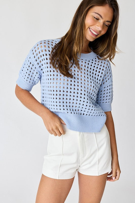 Alina Crochet Short Sleeve Top