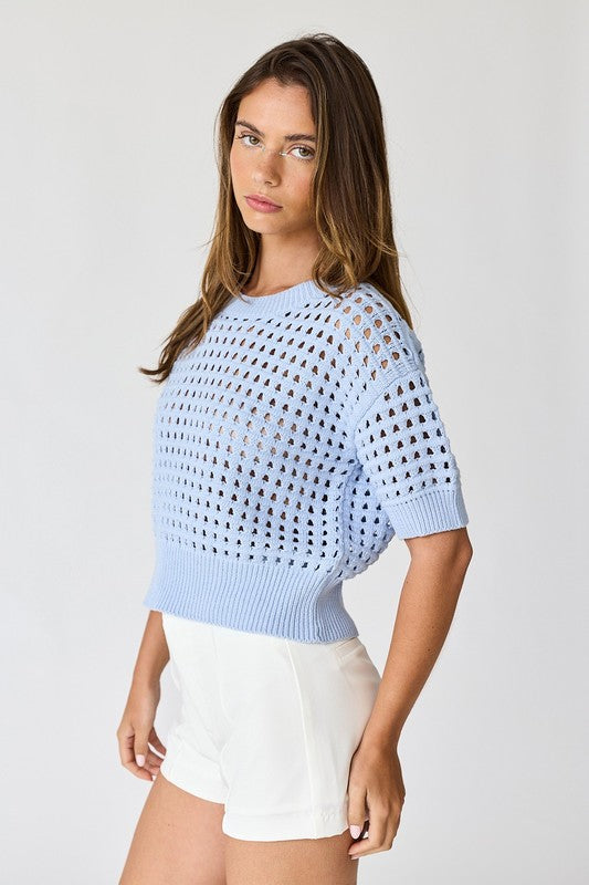 Alina Crochet Short Sleeve Top