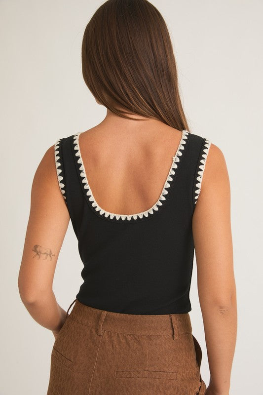 Beckham Contrast Stitch Tank Bodysuit