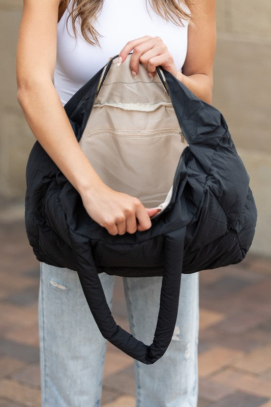 Quilted Puffer Tote Bag