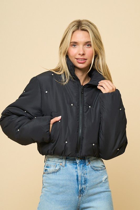 Rhinestone Puffer Jacket