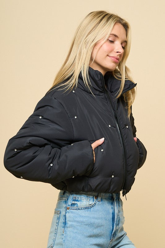 Rhinestone Puffer Jacket