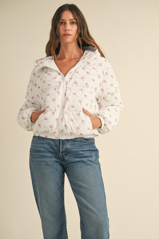 Floral Hooded Puffer Jacket