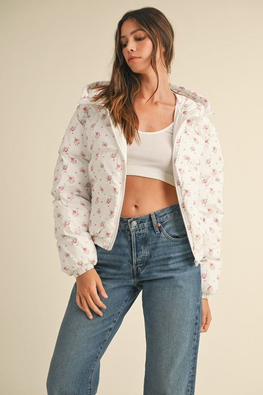 Floral Hooded Puffer Jacket