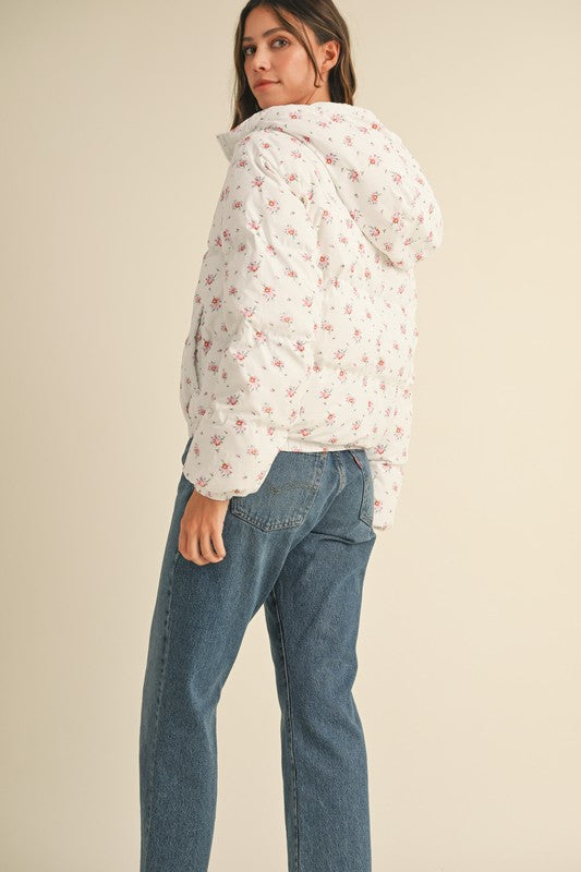 Floral Hooded Puffer Jacket