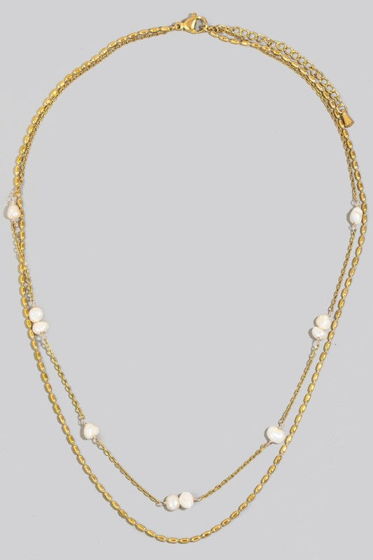 Luna Pearl Station Necklace