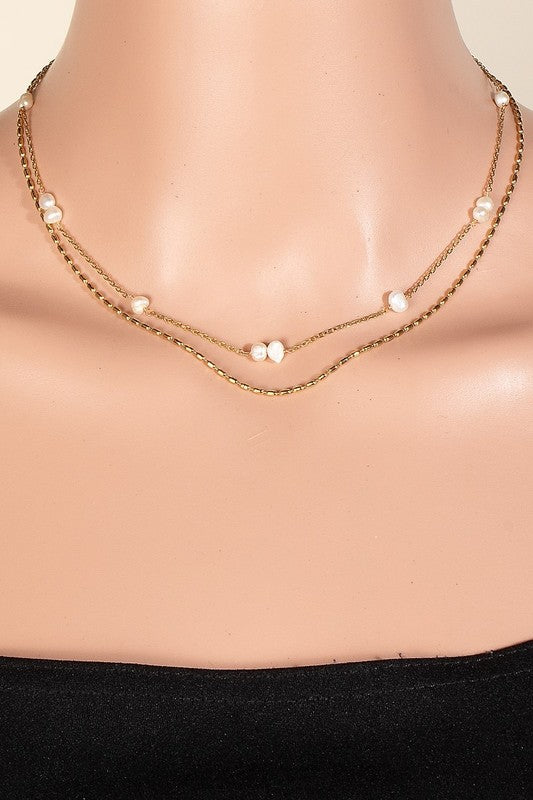 Luna Pearl Station Necklace
