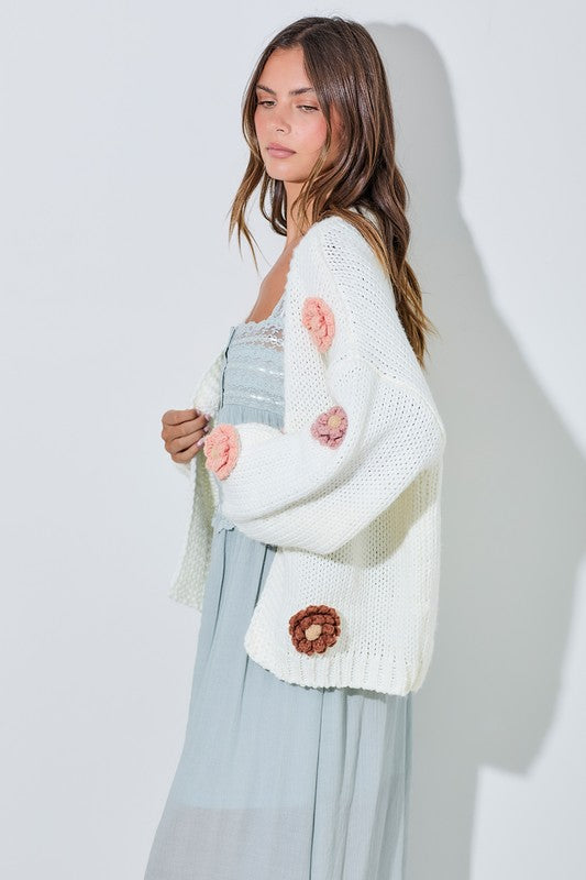 Fallen Daisy Oversized Knit Cardigan