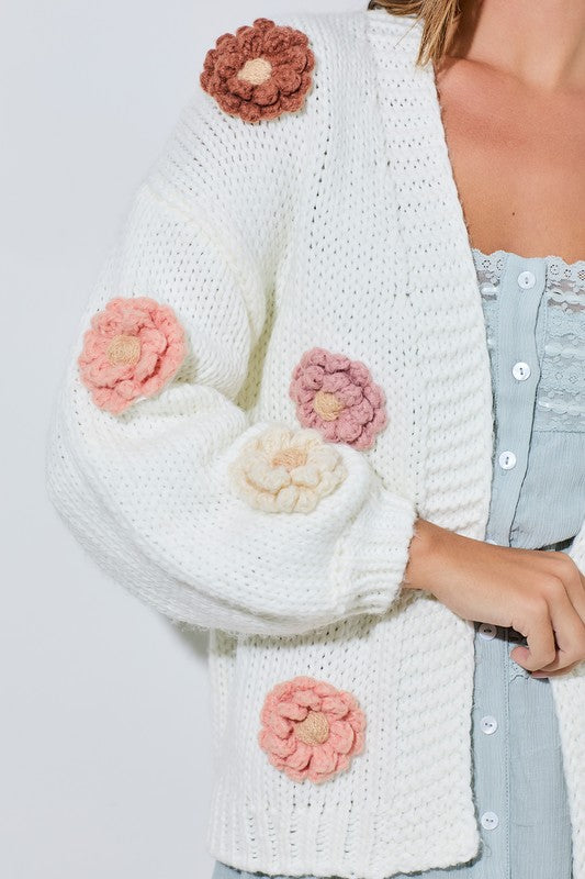 Fallen Daisy Oversized Knit Cardigan