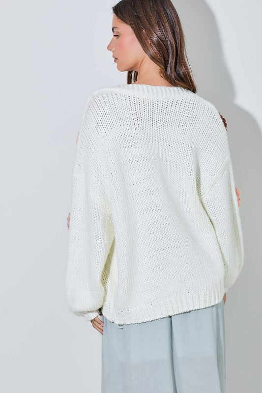 Fallen Daisy Oversized Knit Cardigan